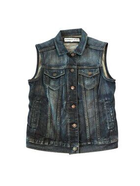 Express Y2K Denim Vest M Button‎ Up Pockets Chic Country Cottage Boho Streetwear